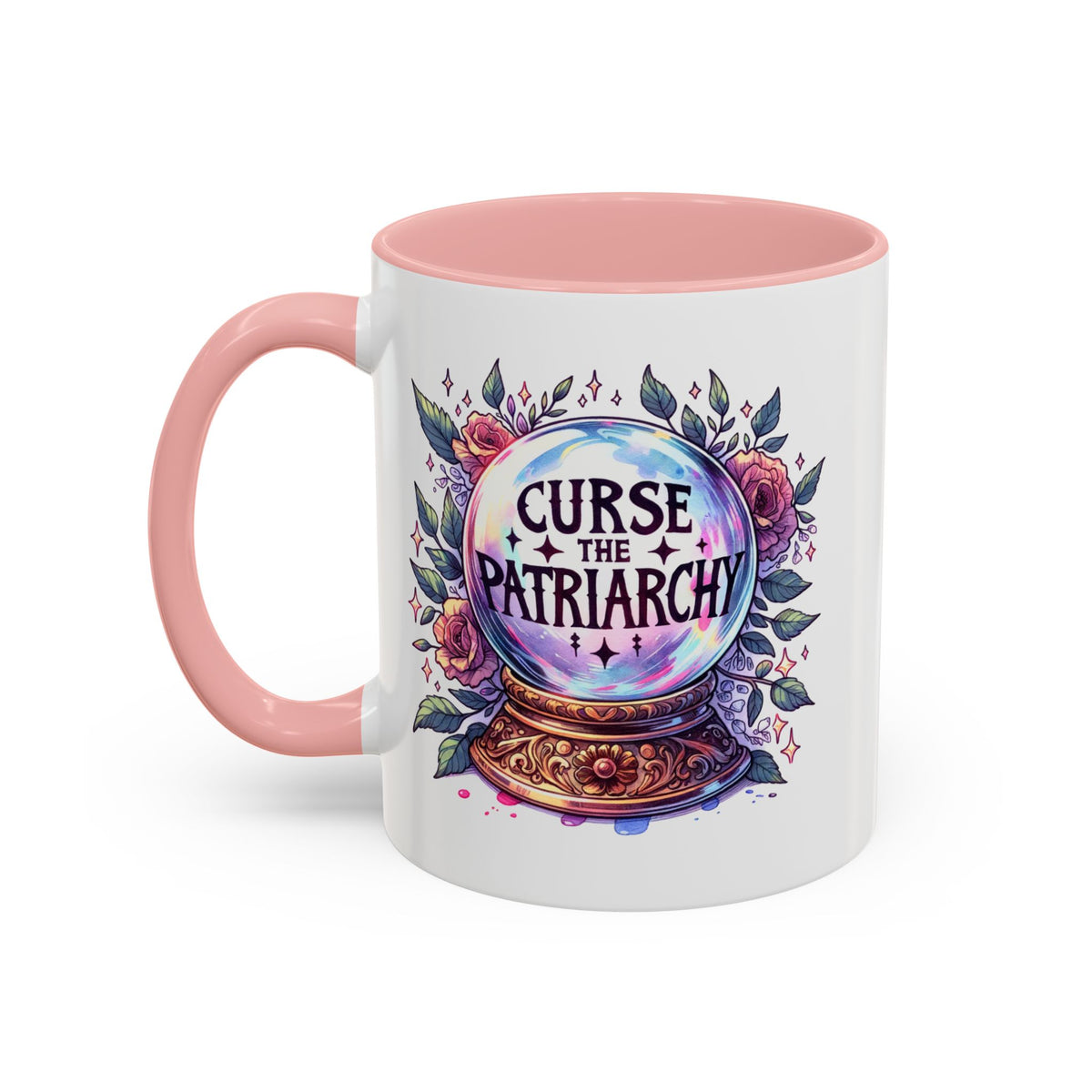 Curse the Patriarchy Floral Crystal Ball Accent Coffee Mug | Witchy Feminist Gift - Spinsterly Co