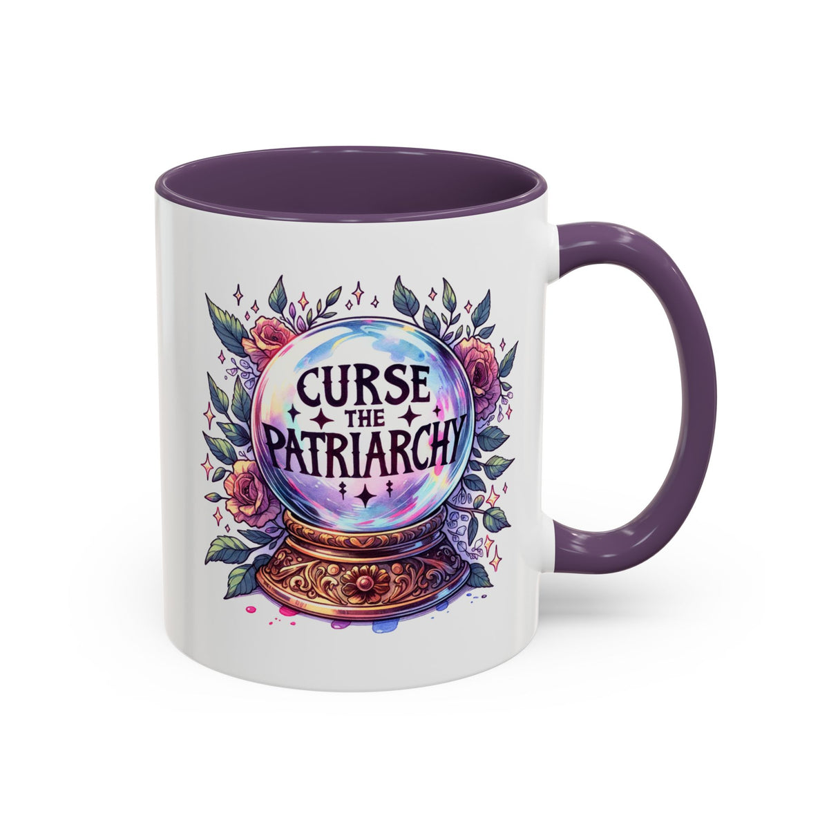 Curse the Patriarchy Floral Crystal Ball Accent Coffee Mug | Witchy Feminist Gift - Spinsterly Co