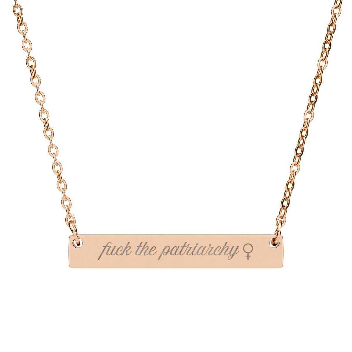 F*ck the Patriarchy Engraved Bar Necklace | Feminist Minimalist Stainless Steel Jewelry - Spinsterly Co