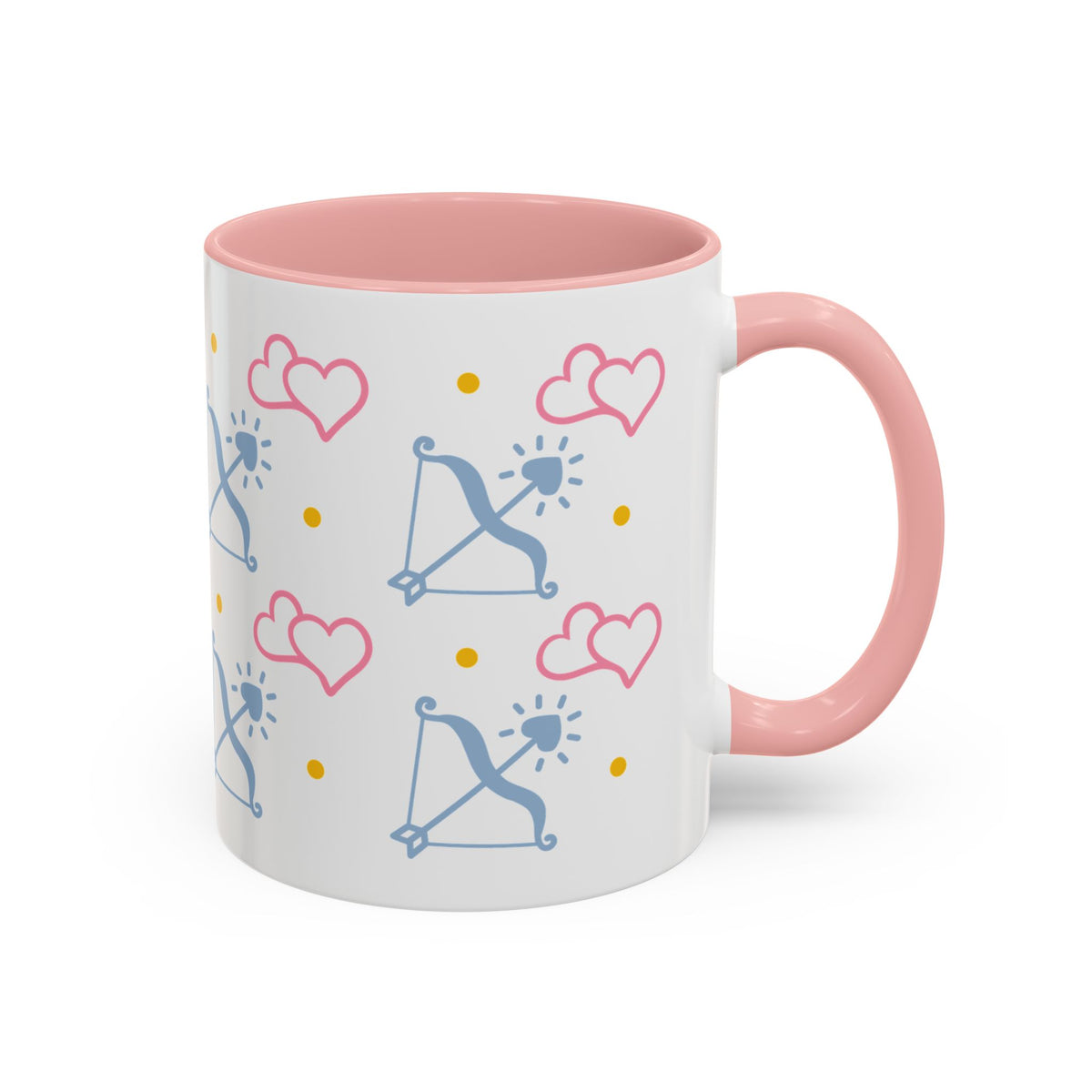 Sagittarius Bow & Arrow Heart Pattern Accent Coffee Mug | Pink Zodiac Gift - Spinsterly Co
