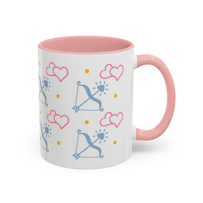 Sagittarius Bow & Arrow Heart Pattern Accent Coffee Mug | Pink Zodiac Gift - Spinsterly Co