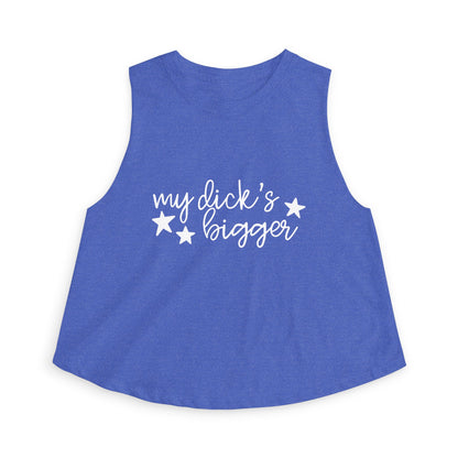 My D!ck's Bigger Crop Top | Funny Feminist Women's Cropped Tank - Spinsterly Co