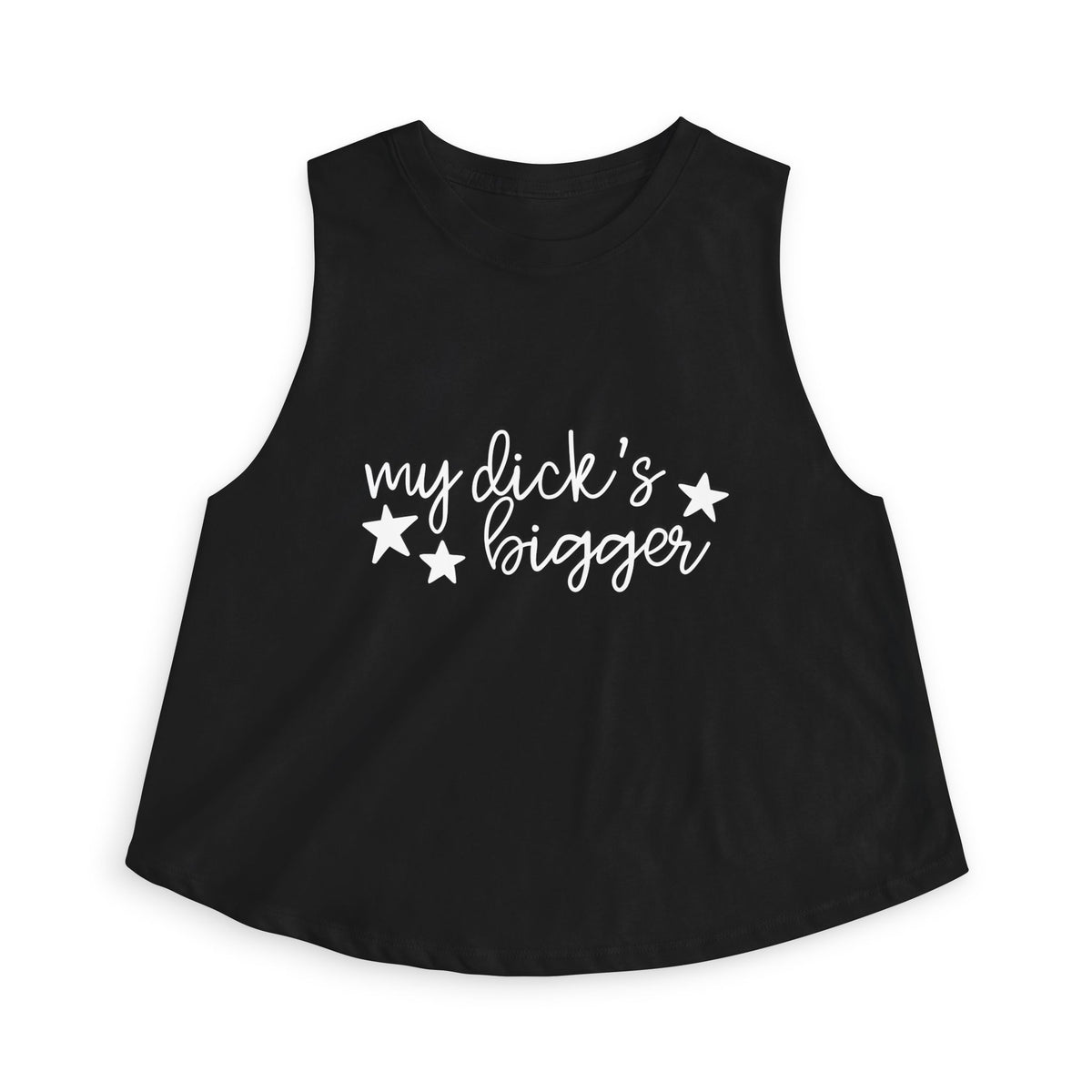 My D!ck's Bigger Crop Top | Funny Feminist Women's Cropped Tank - Spinsterly Co
