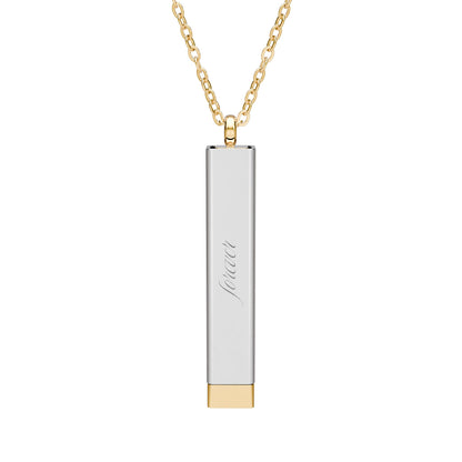 Hidden Message Sliding Bar Necklace | Engravable Secret Message Pendant - Spinsterly Co