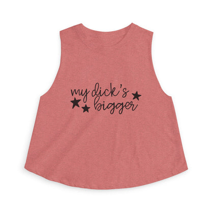 My D!ck's Bigger Crop Top | Funny Feminist Women's Cropped Tank - Spinsterly Co