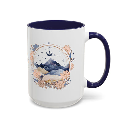 Moon Phase Celestial Accent Coffee Mug — Watercolor Floral Fantasy Drinkware - Spinsterly Co