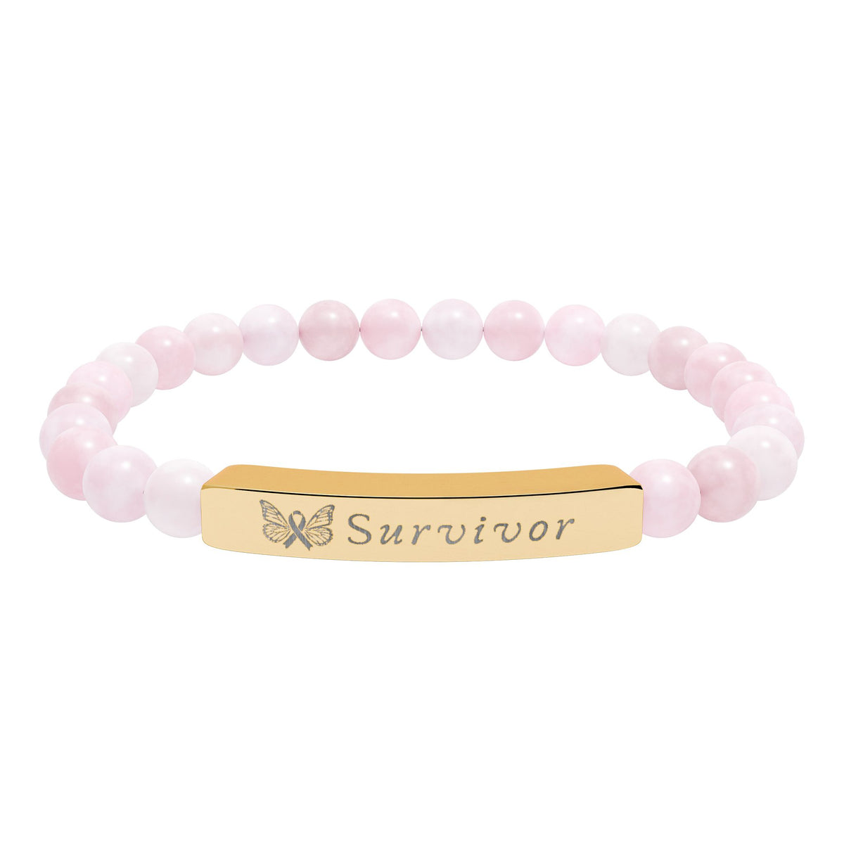 "Survivor" Engraved Natural Stone Bracelet | Breast Cancer Awareness - Spinsterly Co