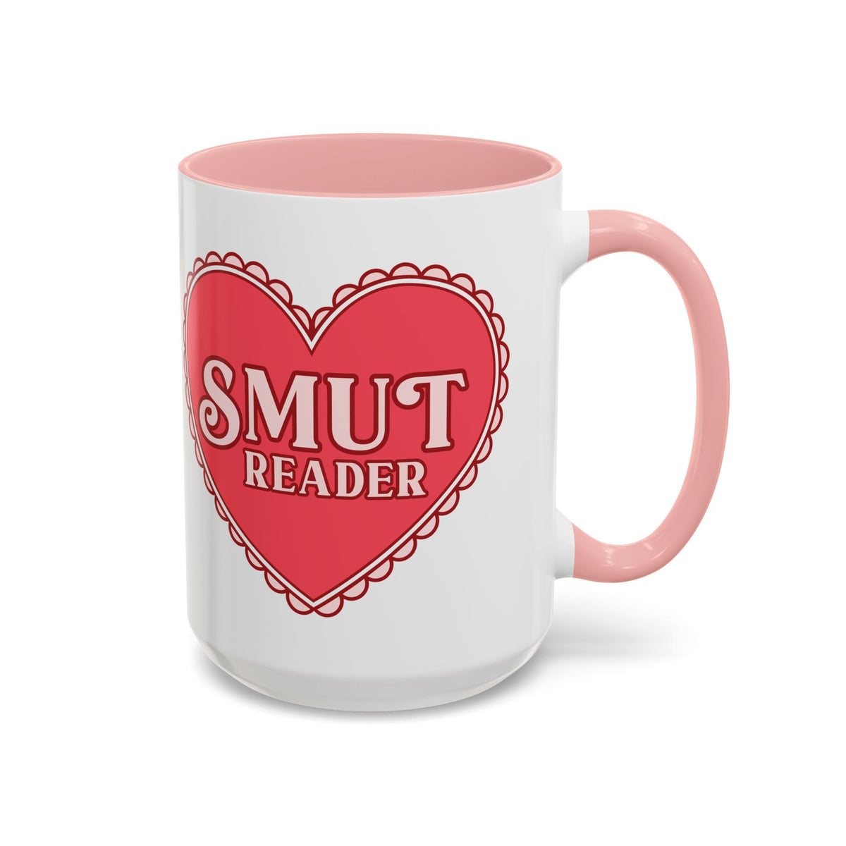 Smut Reader Bold Lace Heart Accent Coffee Mug | Funny Romance Reader Pink Gift - Spinsterly Co
