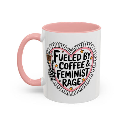 Fueled by Coffee & Feminist Rage Accent Coffee Mug | Funny Feminist Pink Gift - Spinsterly Co