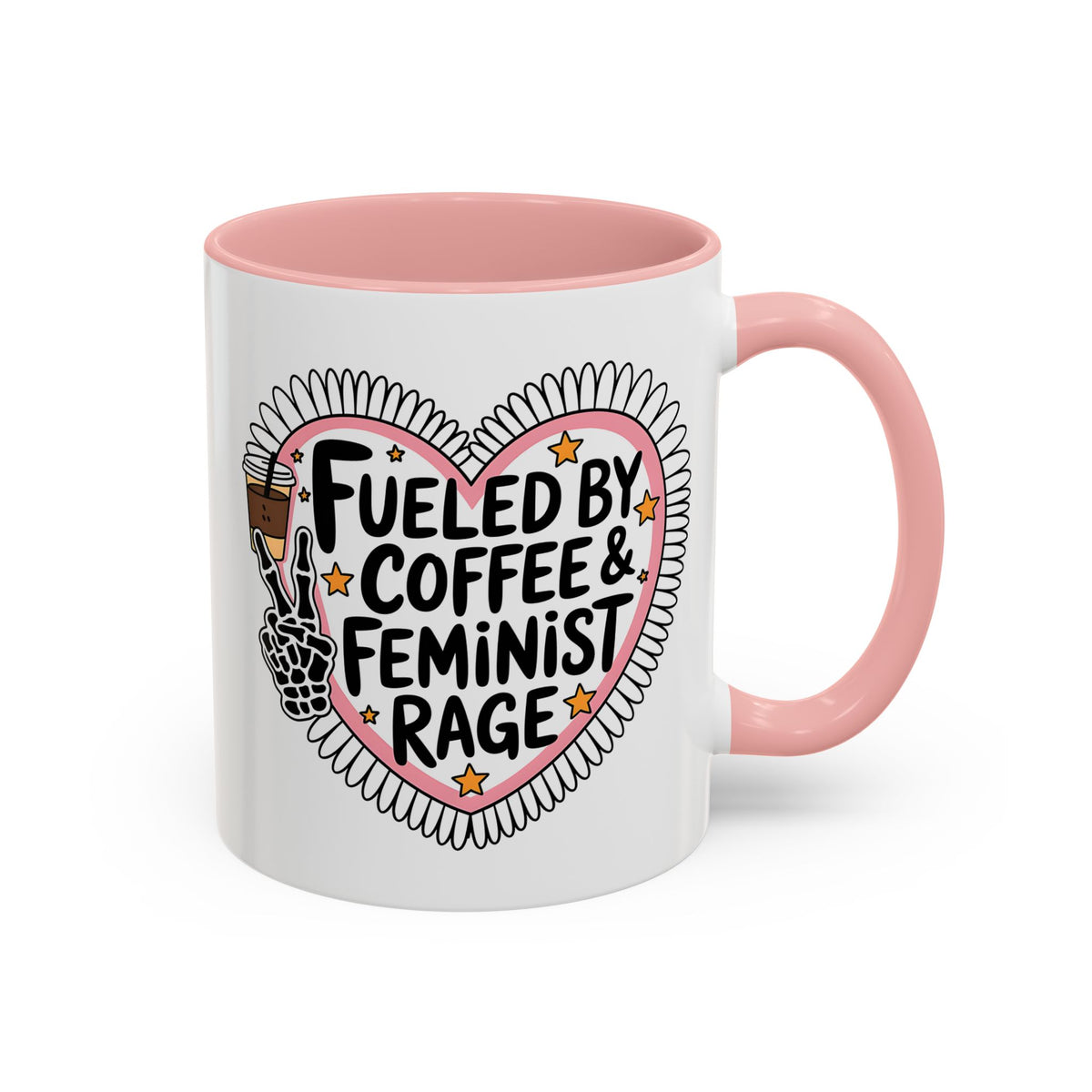 Fueled by Coffee & Feminist Rage Accent Coffee Mug | Funny Feminist Pink Gift - Spinsterly Co