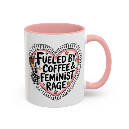 Fueled by Coffee & Feminist Rage Accent Coffee Mug | Funny Feminist Pink Gift - Spinsterly Co