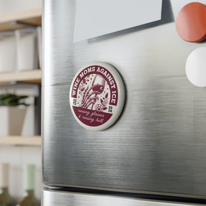 Wine Moms Against Ice Button Magnet | Skeleton Hand Wine Glass Fridge Magnet - Spinsterly Co