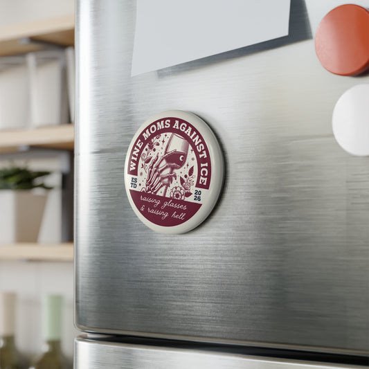 Wine Moms Against Ice Button Magnet | Skeleton Hand Wine Glass Fridge Magnet - Spinsterly Co
