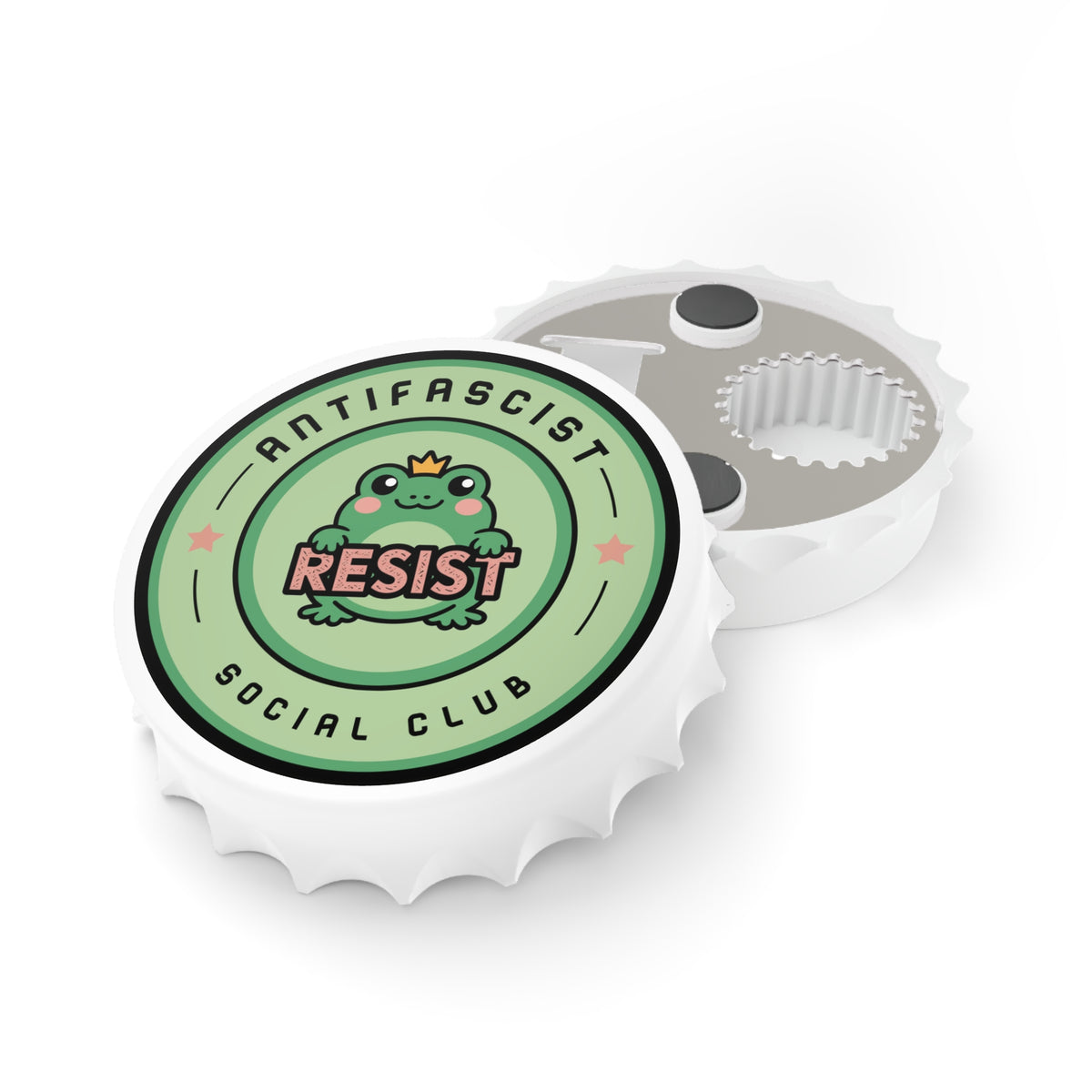 Antifascist Social Club Resist Bottle Opener | Kawaii Frog Political Bar Tool - Spinsterly Co