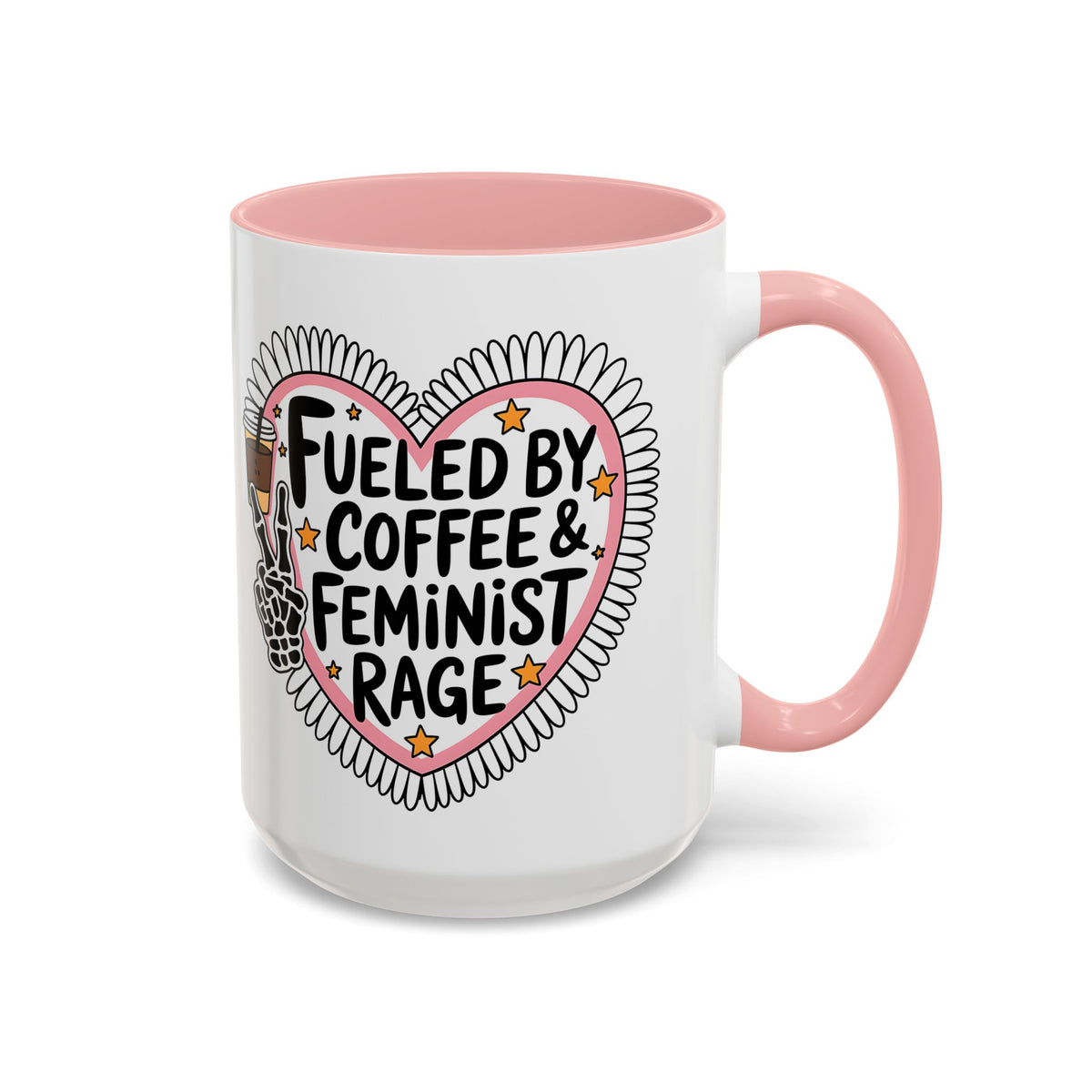 Fueled by Coffee & Feminist Rage Accent Coffee Mug | Funny Feminist Pink Gift - Spinsterly Co