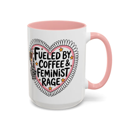 Fueled by Coffee & Feminist Rage Accent Coffee Mug | Funny Feminist Pink Gift - Spinsterly Co