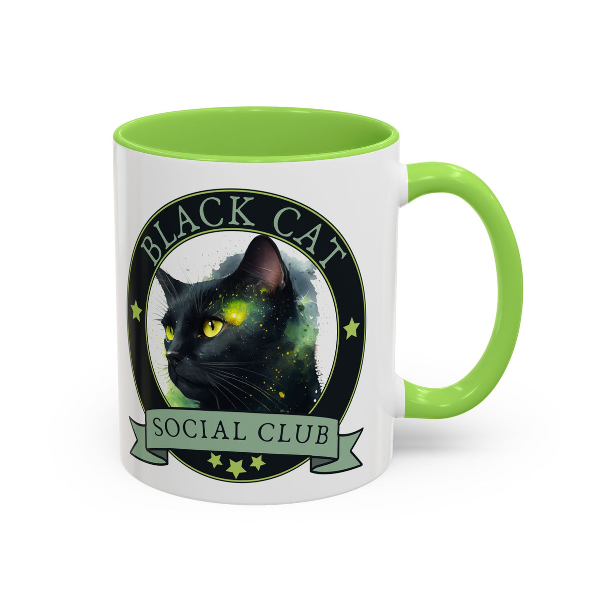 Black Cat Social Club Accent Coffee Mug | Witchy Cat Lover Gift 11oz 15oz - Spinsterly Co