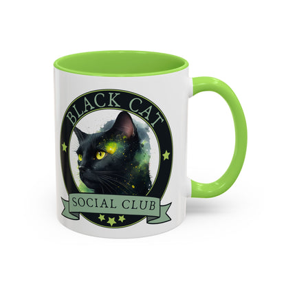 Black Cat Social Club Accent Coffee Mug | Witchy Cat Lover Gift 11oz 15oz - Spinsterly Co