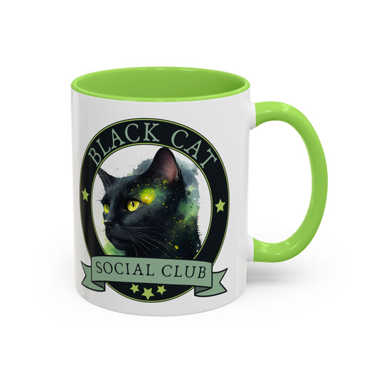 Black Cat Social Club Accent Coffee Mug | Witchy Cat Lover Gift 11oz 15oz - Spinsterly Co