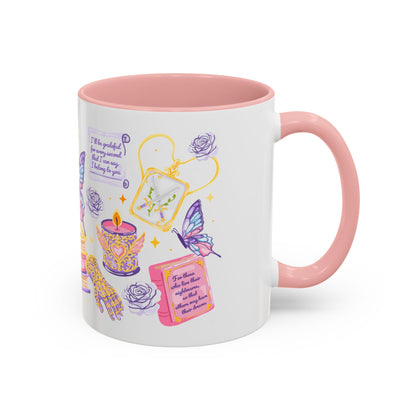 She Is Moonlight Fae Romantasy Collage Accent Coffee Mug | Bookish Wolf Crown Gift - Spinsterly Co