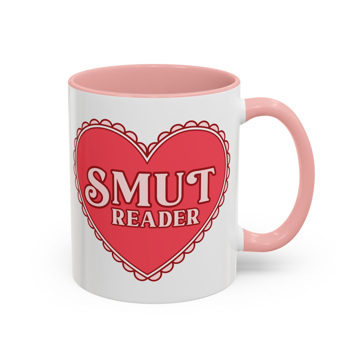 Smut Reader Bold Lace Heart Accent Coffee Mug | Funny Romance Reader Pink Gift - Spinsterly Co