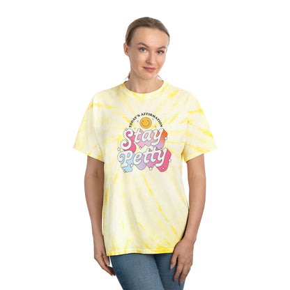 Stay Petty Tie-Dye Graphic Tee | Today's Affirmation Smiley Shirt - Spinsterly Co