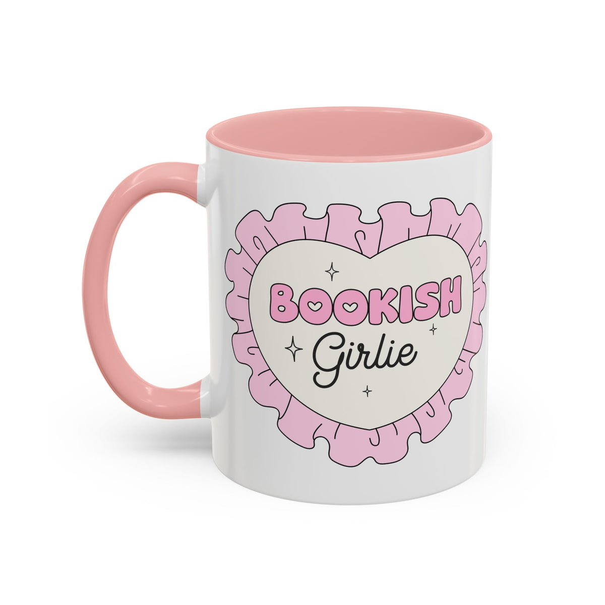 Bookish Girlie Retro Daisy Accent Coffee Mug | Pink Book Lover Gift - Spinsterly Co