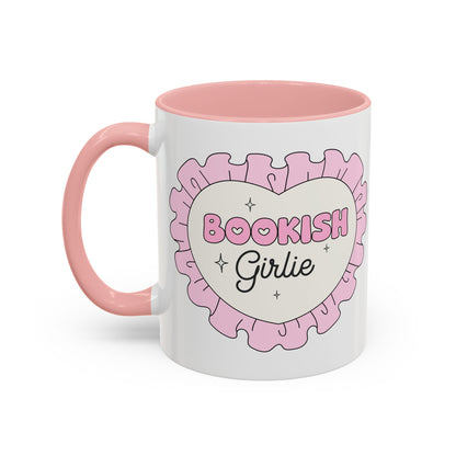 Bookish Girlie Retro Daisy Accent Coffee Mug | Pink Book Lover Gift - Spinsterly Co