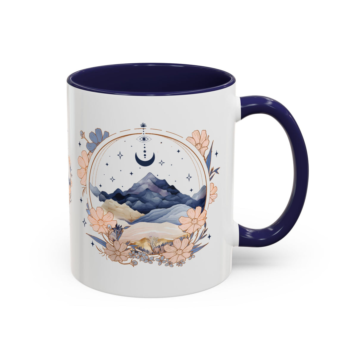 Moon Phase Celestial Accent Coffee Mug — Watercolor Floral Fantasy Drinkware - Spinsterly Co