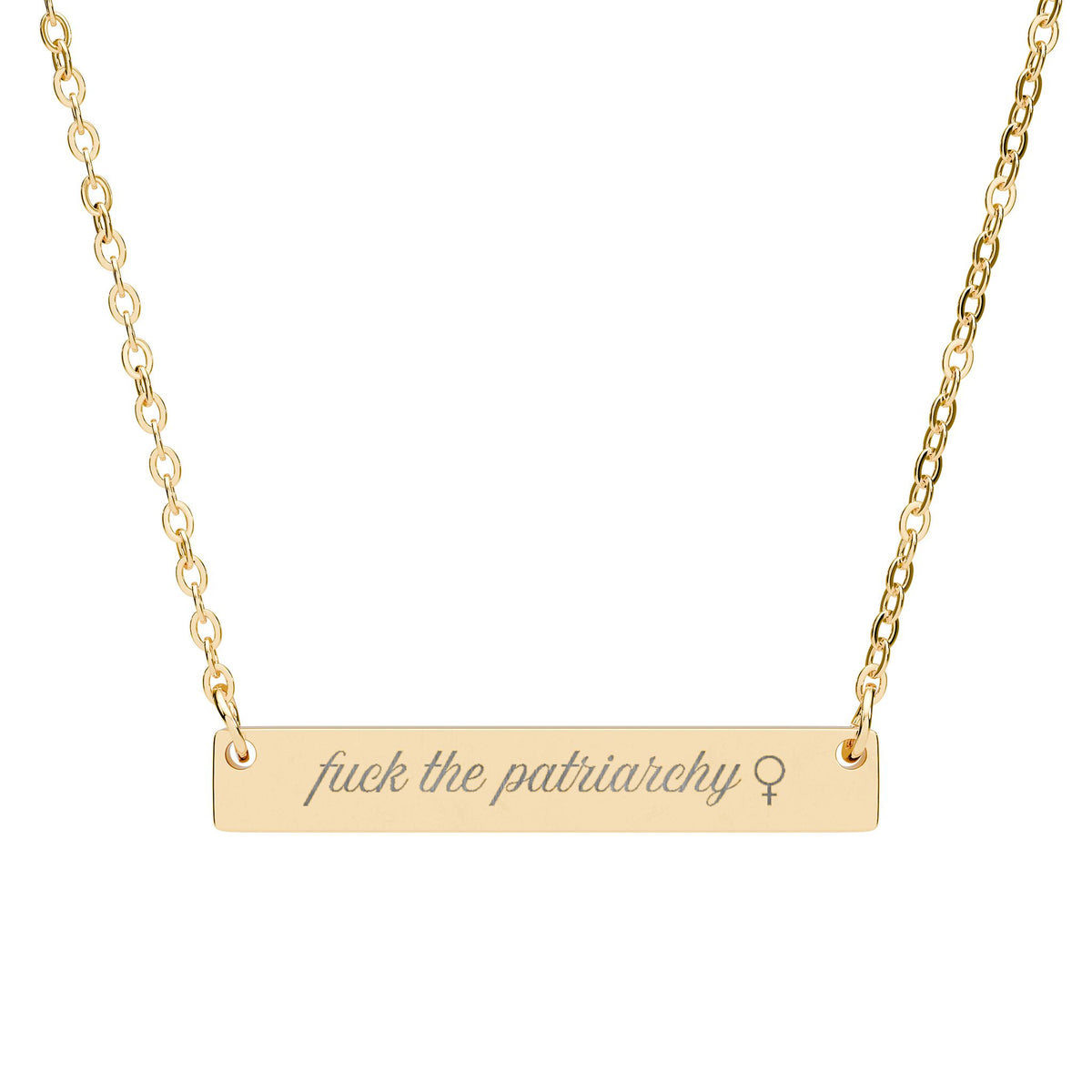 F*ck the Patriarchy Engraved Bar Necklace | Feminist Minimalist Stainless Steel Jewelry - Spinsterly Co