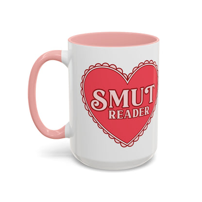 Smut Reader Bold Lace Heart Accent Coffee Mug | Funny Romance Reader Pink Gift - Spinsterly Co
