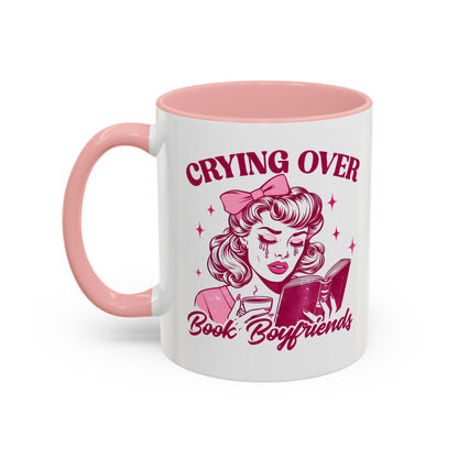 Crying Over Book Boyfriends Retro Pin-Up Accent Coffee Mug | Bookish Reader Gift - Spinsterly Co