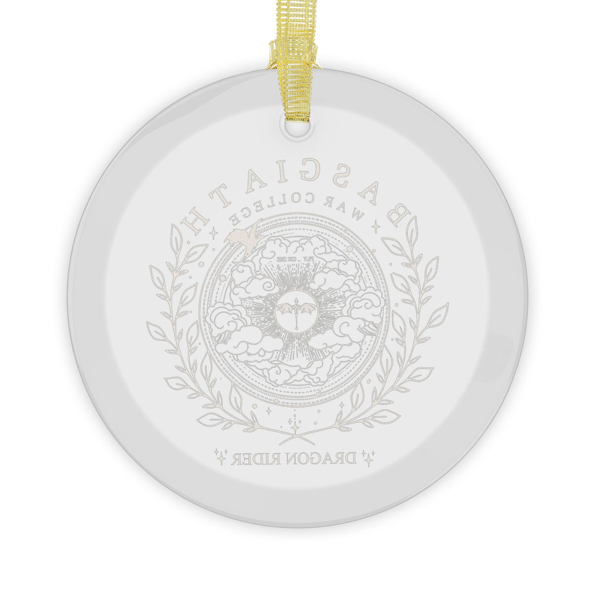 Dragon Rider Crest Glass Ornament — Romantasy Fantasy Book Lover Gift - Spinsterly Co