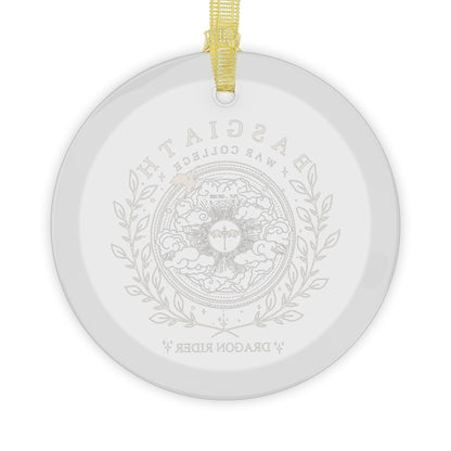 Dragon Rider Crest Glass Ornament — Romantasy Fantasy Book Lover Gift - Spinsterly Co