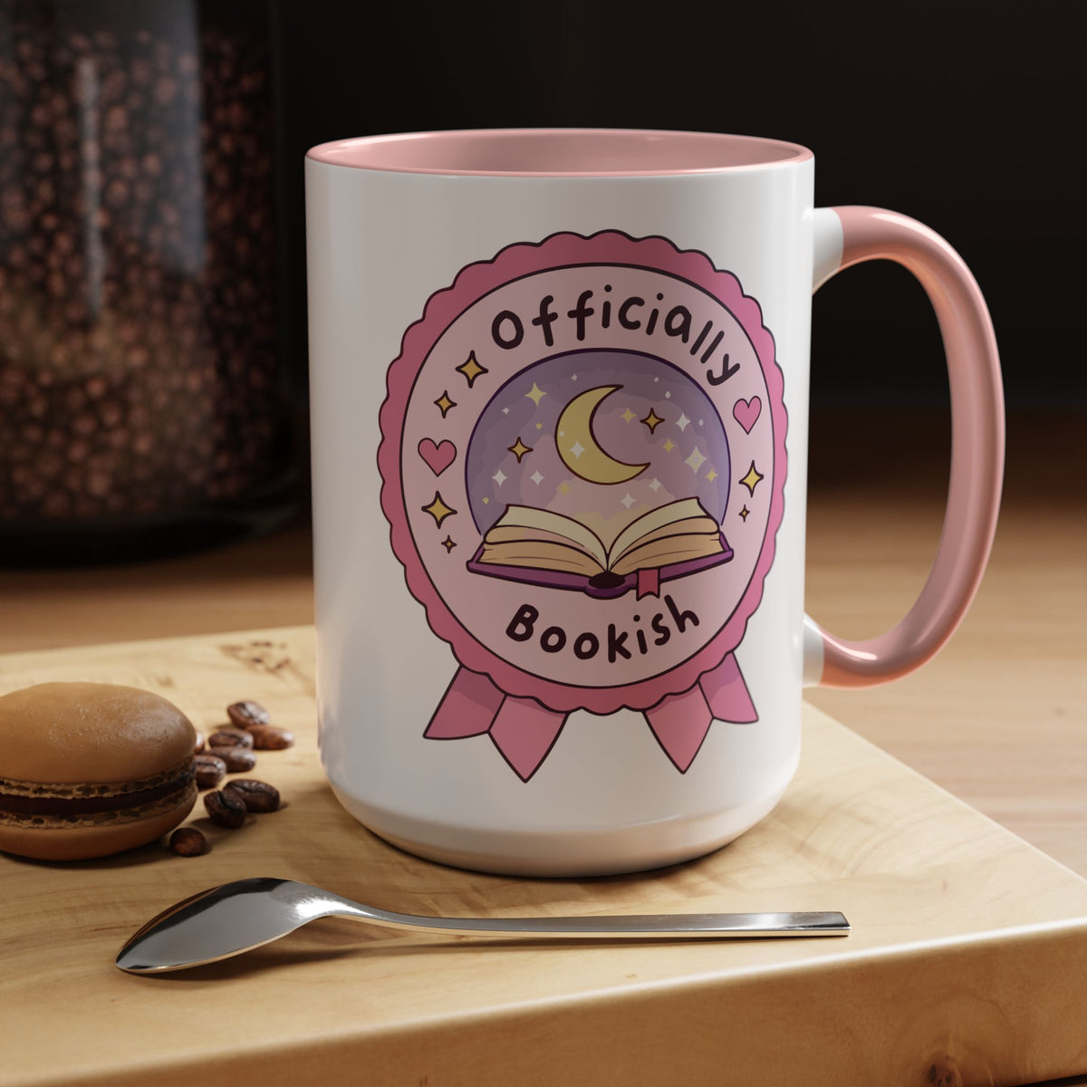 Officially Bookish Accent Coffee Mug | Pink Interior - Spinsterly Co