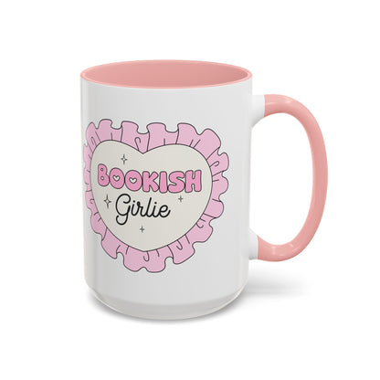 Bookish Girlie Retro Daisy Accent Coffee Mug | Pink Book Lover Gift - Spinsterly Co