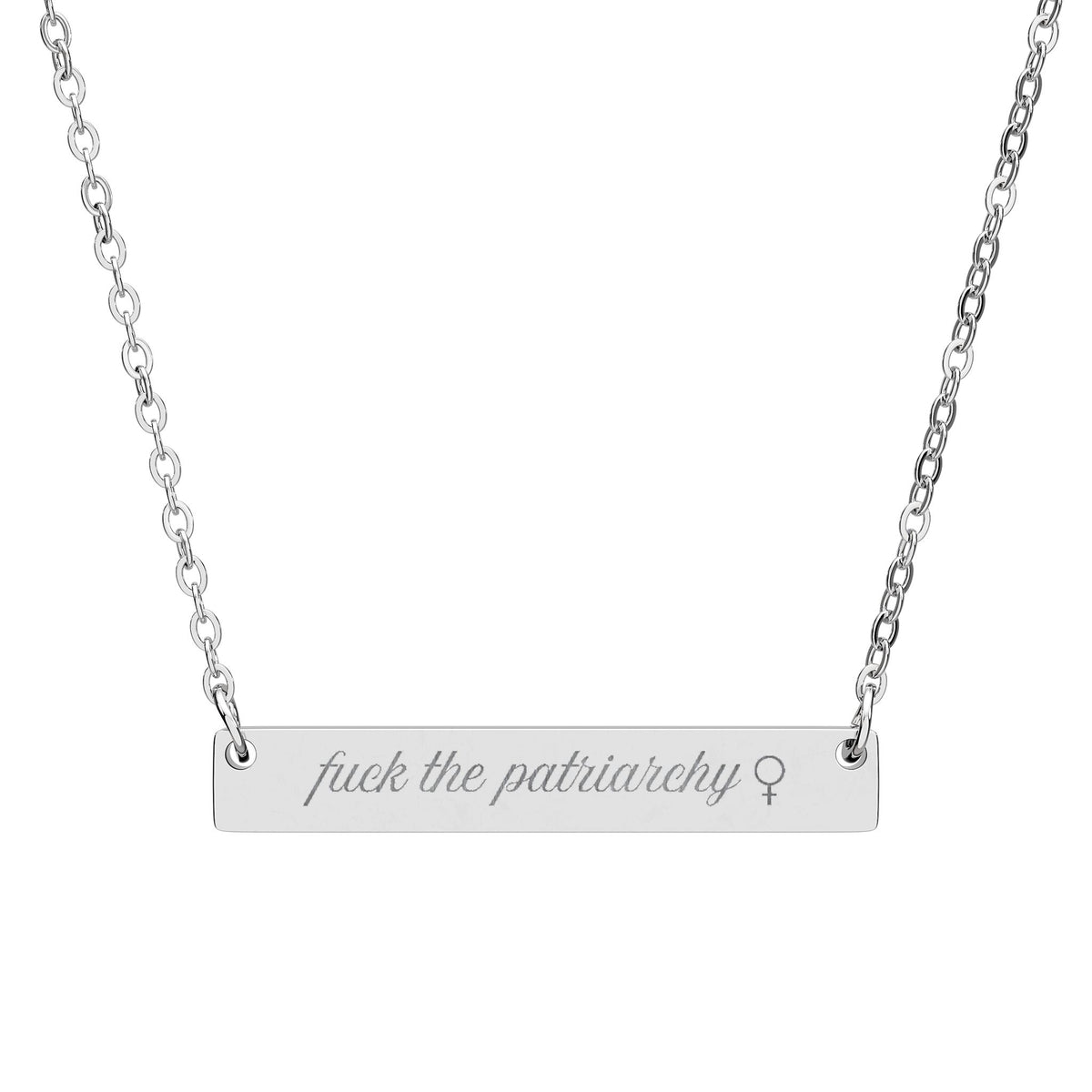 F*ck the Patriarchy Engraved Bar Necklace | Feminist Minimalist Stainless Steel Jewelry - Spinsterly Co