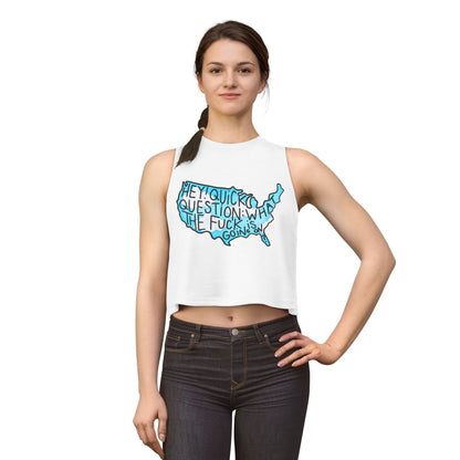 "Hey! Quick Question: WTF Is Going On?" Graphic Women's Crop Top - Spinsterly Co