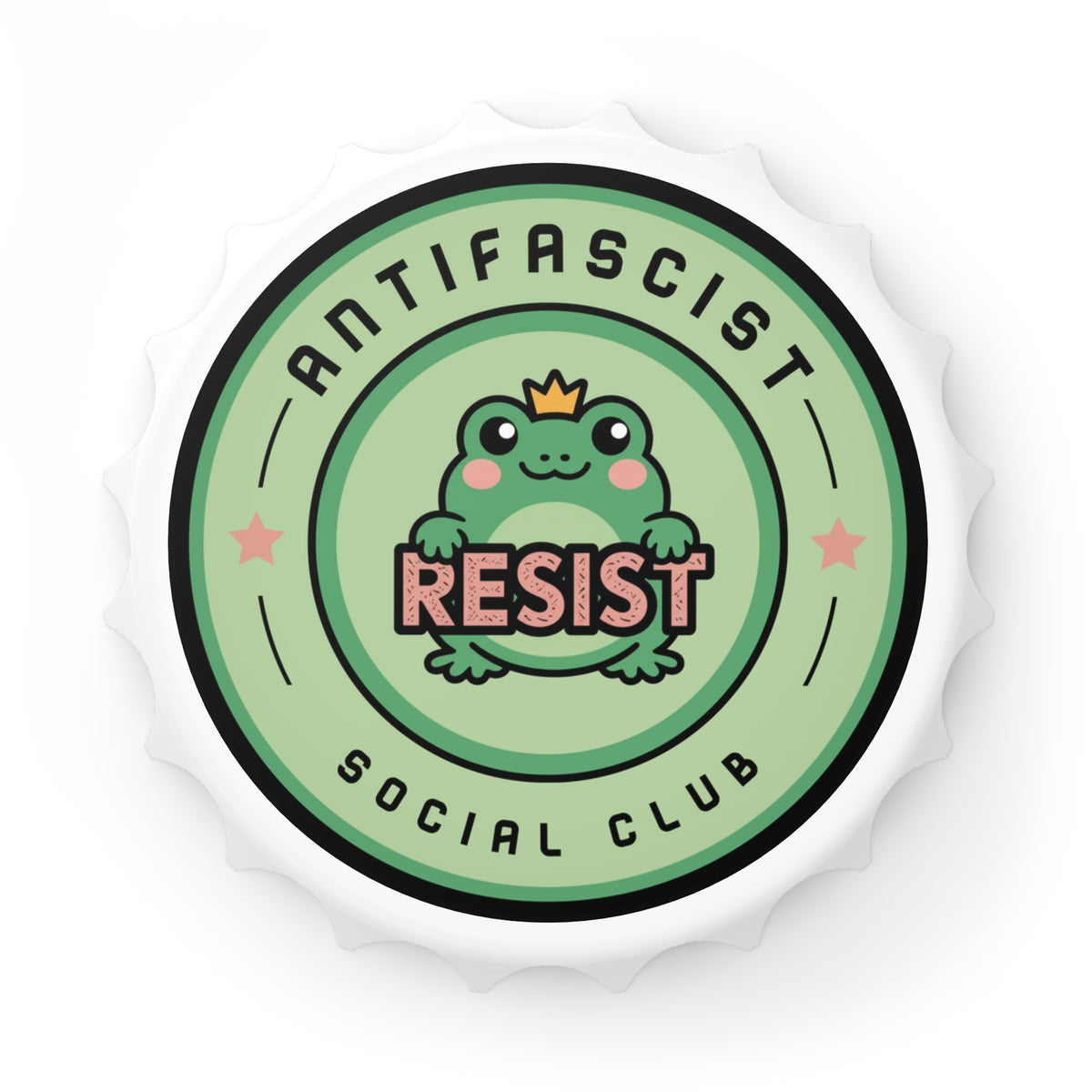 Antifascist Social Club Resist Bottle Opener | Kawaii Frog Political Bar Tool - Spinsterly Co