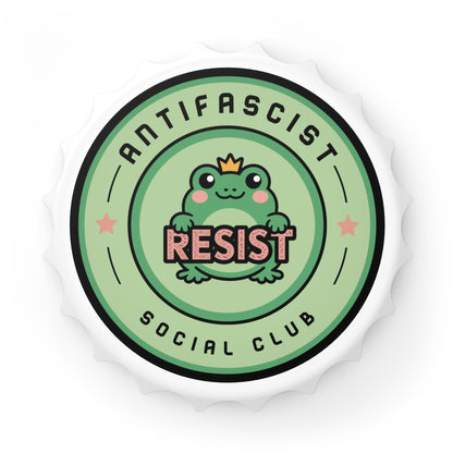 Antifascist Social Club Resist Bottle Opener | Kawaii Frog Political Bar Tool - Spinsterly Co