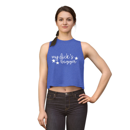 My D!ck's Bigger Crop Top | Funny Feminist Women's Cropped Tank - Spinsterly Co