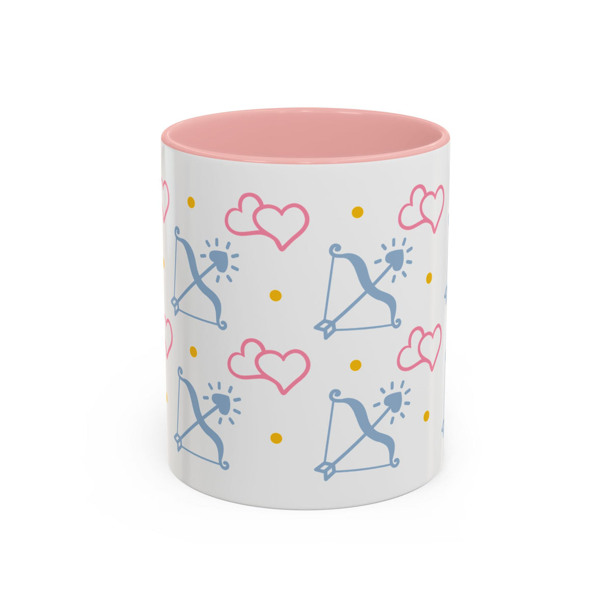 Sagittarius Bow & Arrow Heart Pattern Accent Coffee Mug | Pink Zodiac Gift - Spinsterly Co