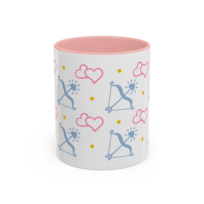 Sagittarius Bow & Arrow Heart Pattern Accent Coffee Mug | Pink Zodiac Gift - Spinsterly Co