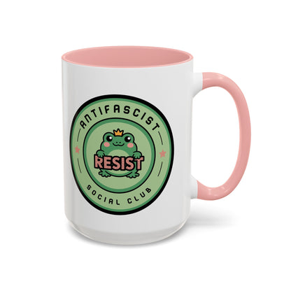Antifascist Social Club Resist Accent Coffee Mug | Kawaii Frog Political Mug - Spinsterly Co