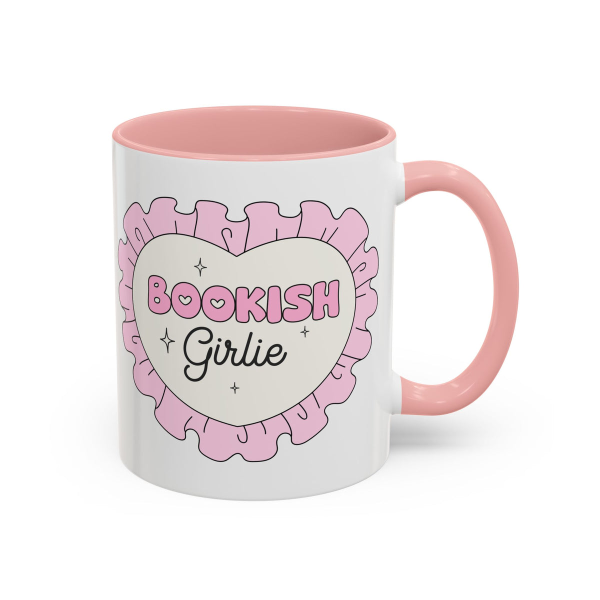 Bookish Girlie Retro Daisy Accent Coffee Mug | Pink Book Lover Gift - Spinsterly Co