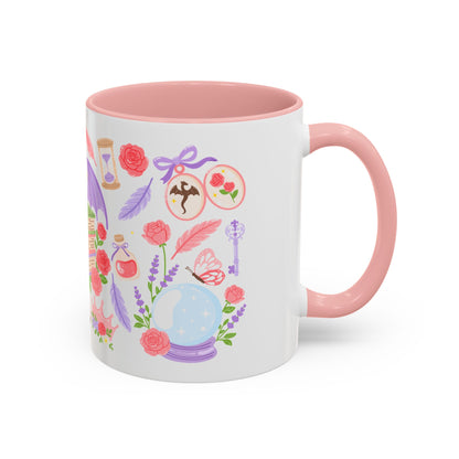 Hot Girls Read Romantasy Accent Coffee Mug | Dragon Wings Books Pink Floral - Spinsterly Co