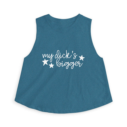 My D!ck's Bigger Crop Top | Funny Feminist Women's Cropped Tank - Spinsterly Co