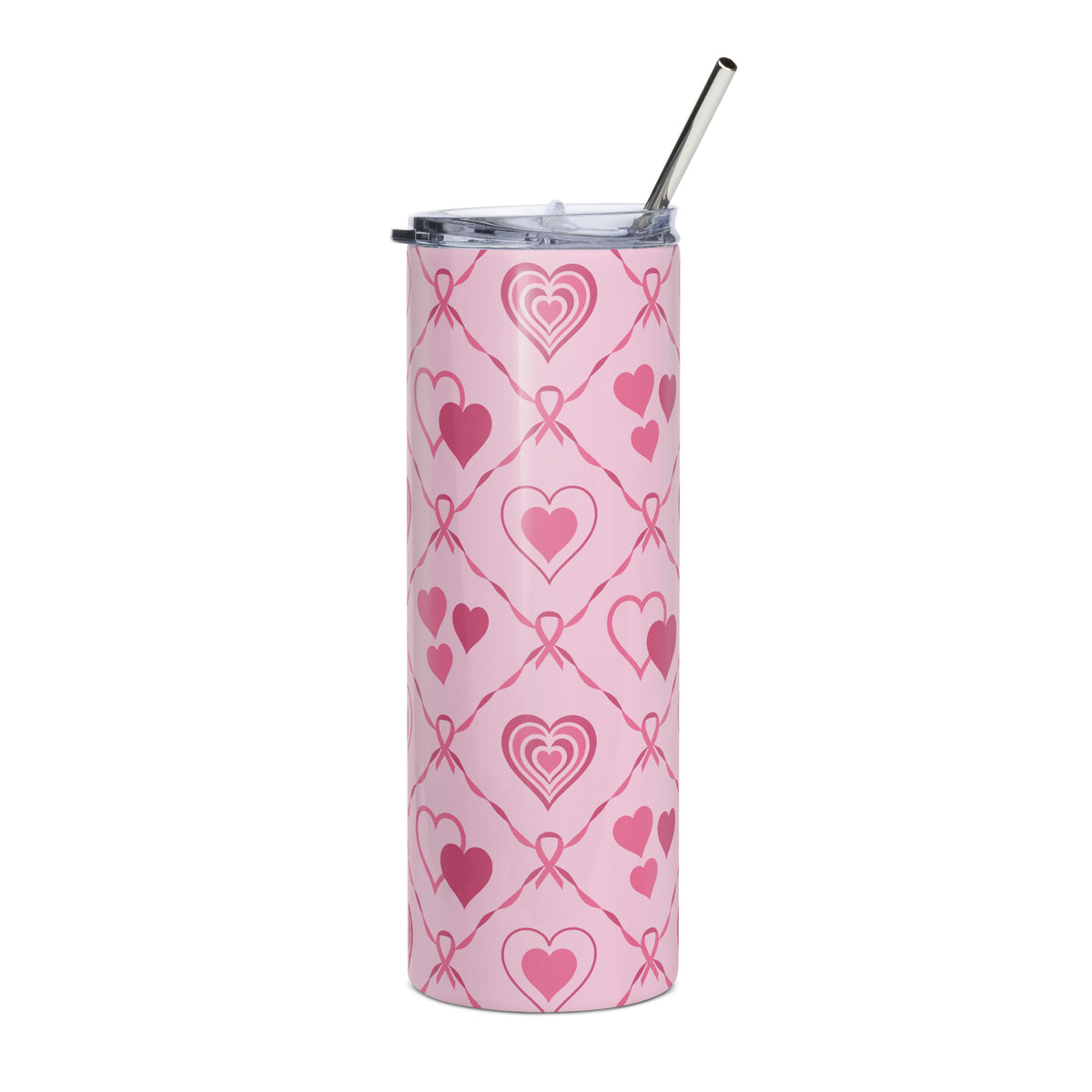 Breast Cancer Awareness Tumbler with Stainless Steel Straw | 20 oz Pink Ribbon Gift - Spinsterly Co