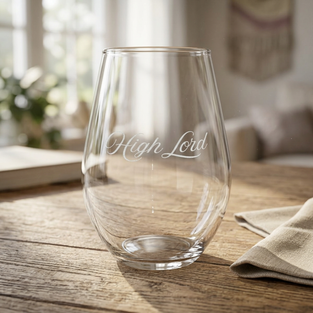 High Lord Stemless Wine Glass, 11.5oz | Romantasy Engraved Glassware - Spinsterly Co