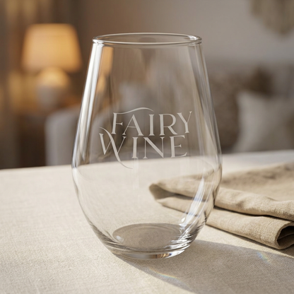 Fairy Wine Stemless Wine Glass, 11.5oz | Romantasy Engraved Glassware - Spinsterly Co
